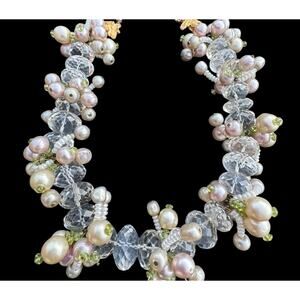 Sublime Rock Crystal Peridot Garnet Bees 🐝 Vintage 218g Statement Necklace